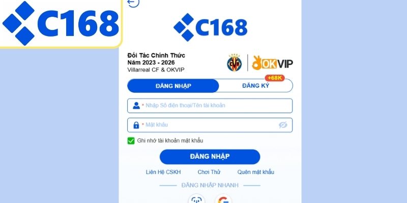 Các bước đăng nhập tài khoản C168 dễ dàng