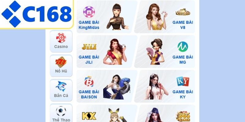 Sảnh game bài C168 chuyên nghiệp hàng đầu