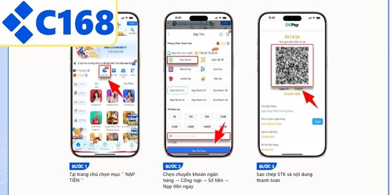 Hướng dẫn nạp tiền C168 chi tiết dễ hiểu